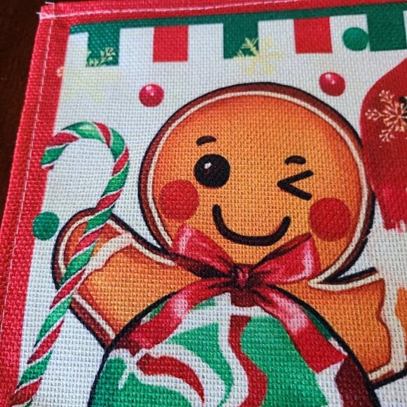 Gingerbread Christmas Placemats Holiday Decor Set 4 Red Xmas Table Decorations - Picture 4 of 8